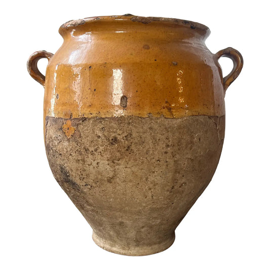 Antique 19th Century French Yellow Glazed Confit Pot